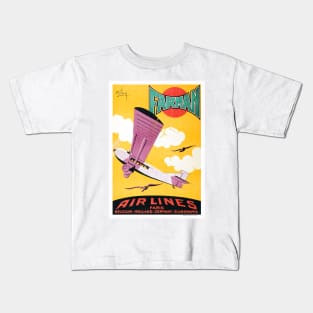 Vintage Travel Poster France Farman Air Lines Kids T-Shirt